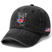 Funny Tea Lover Washed Cotton Baseball Cap This Is My Favorite Tea Shirt Party UK Flag