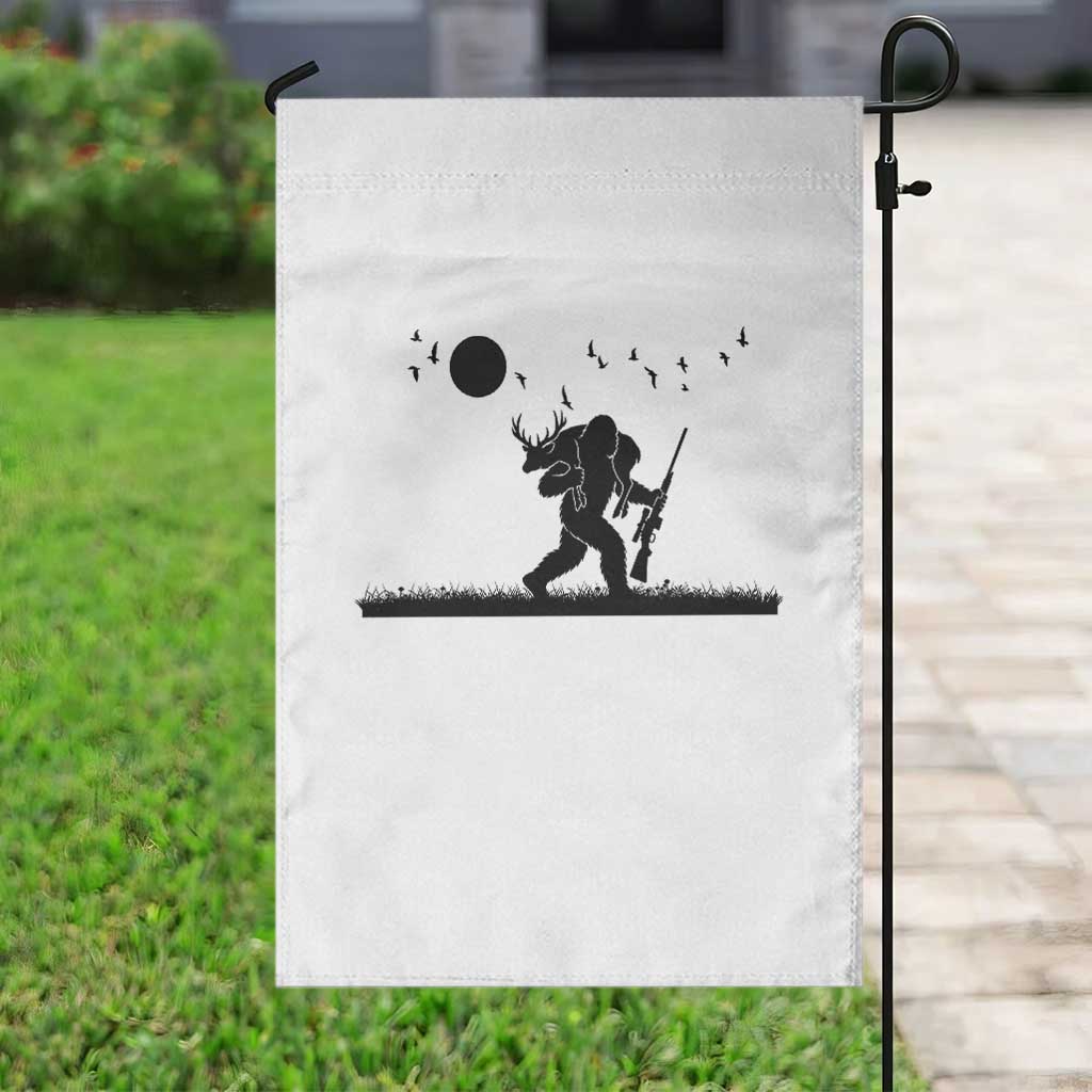 Bigfoot Hunting With Rifle Garden Flag Funny Outdoor Hunter Gift - Wonder Print Shop