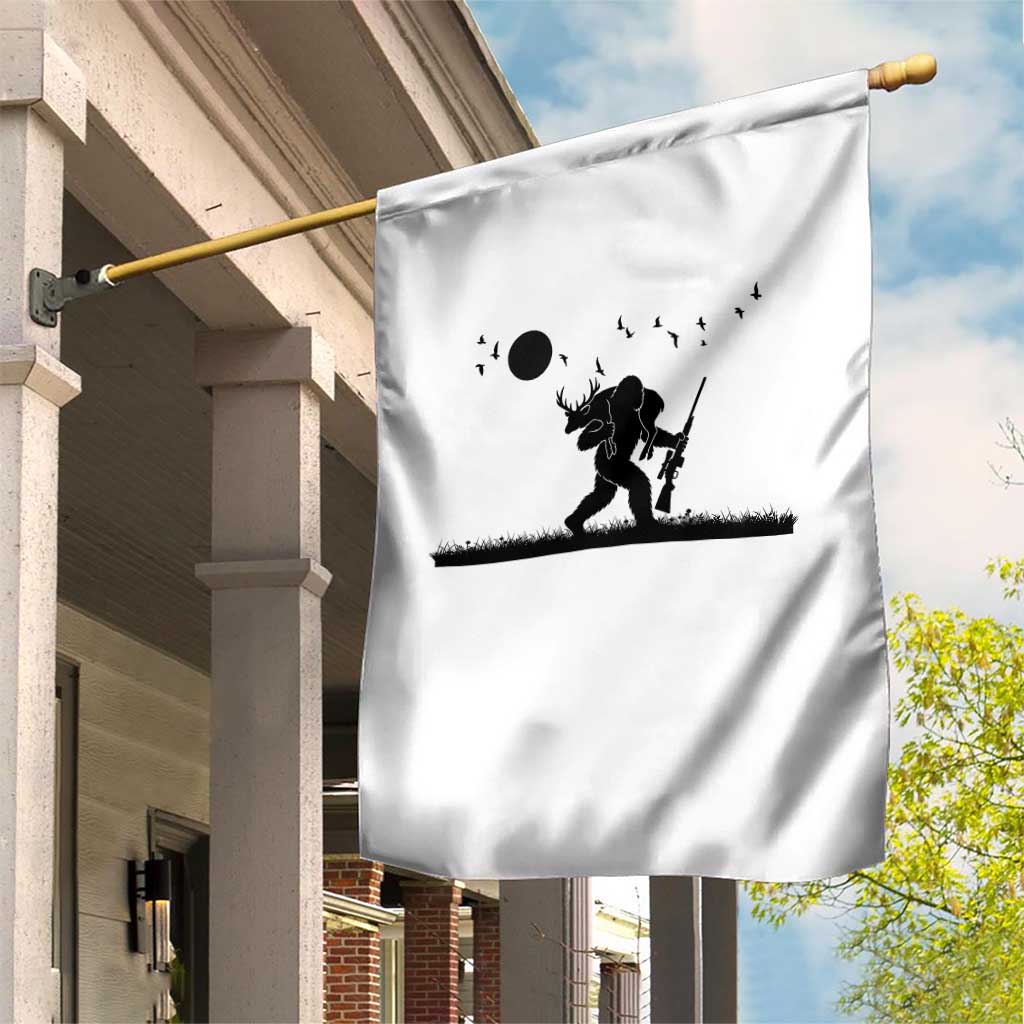 Bigfoot Hunting With Rifle Garden Flag Funny Outdoor Hunter Gift - Wonder Print Shop