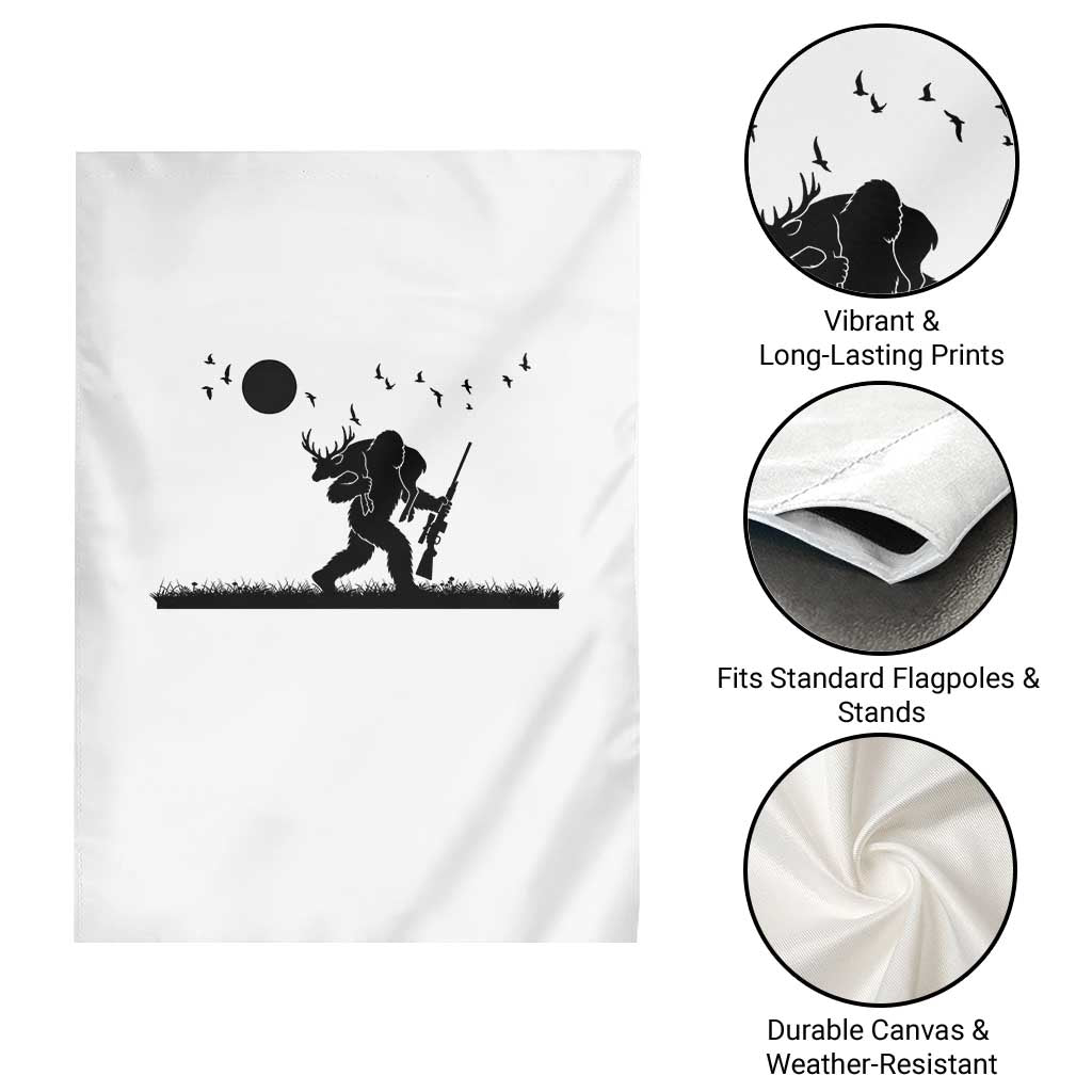 Bigfoot Hunting With Rifle Garden Flag Funny Outdoor Hunter Gift - Wonder Print Shop
