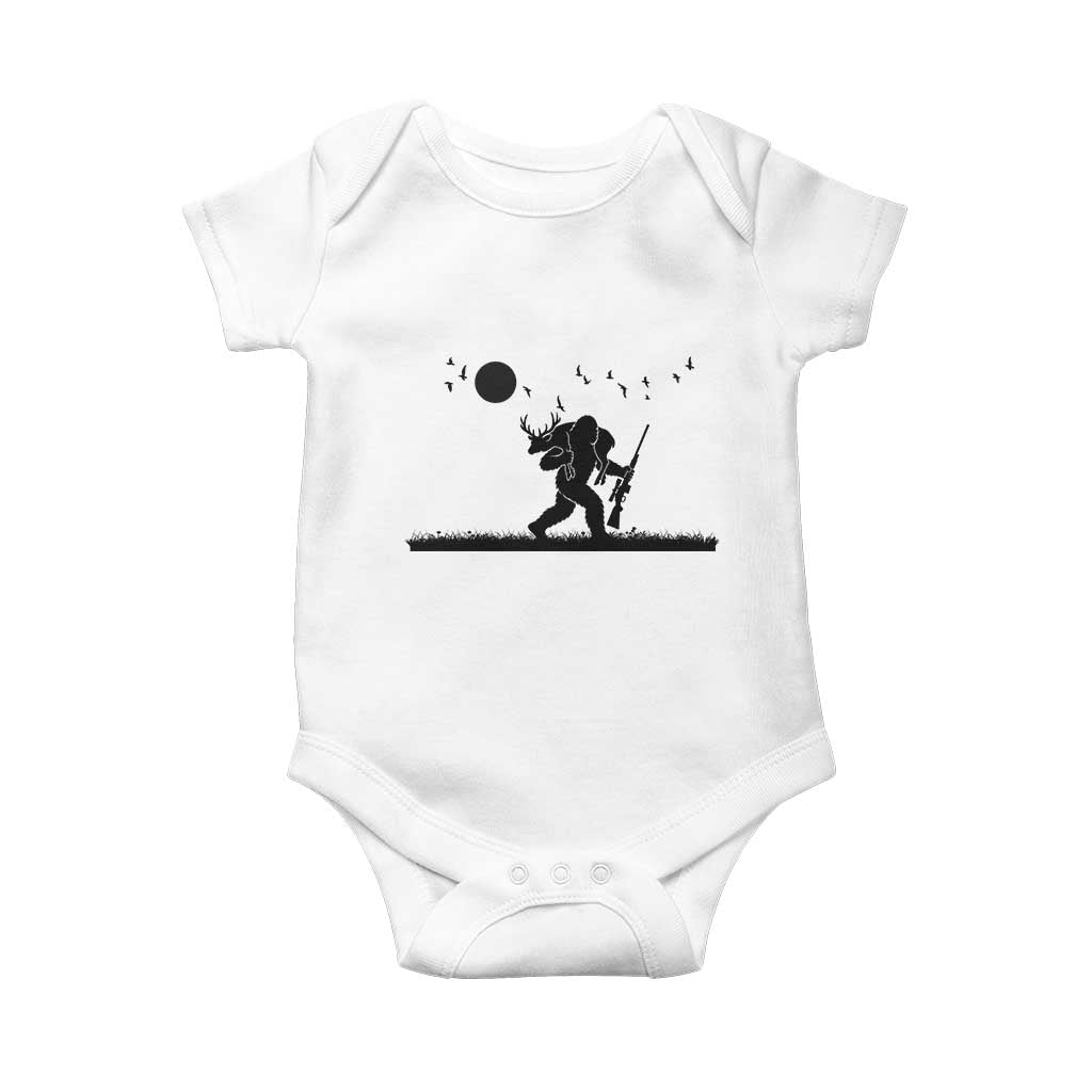 Bigfoot Hunting With Rifle Baby Onesie Funny Outdoor Hunter Gift - Wonder Print Shop