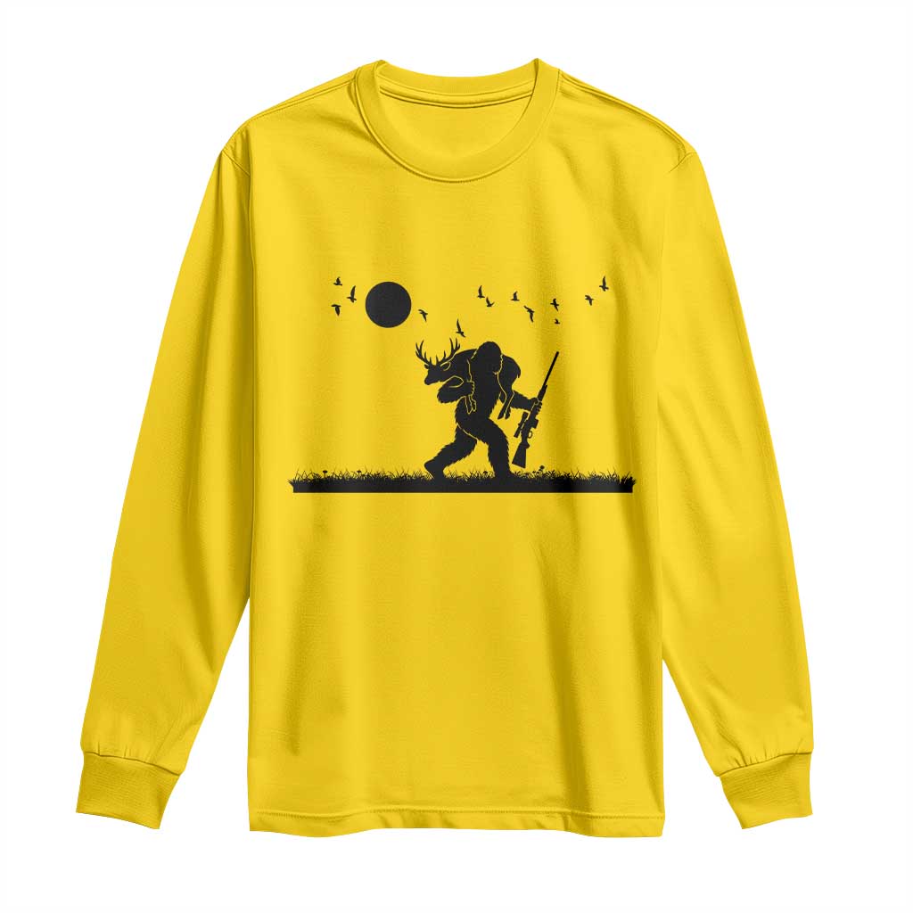 Bigfoot Hunting With Rifle Long Sleeve Shirt Funny Outdoor Hunter Gift - Wonder Print Shop