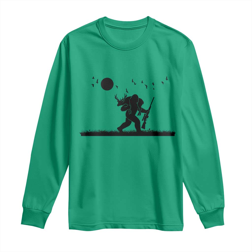 Bigfoot Hunting With Rifle Long Sleeve Shirt Funny Outdoor Hunter Gift - Wonder Print Shop