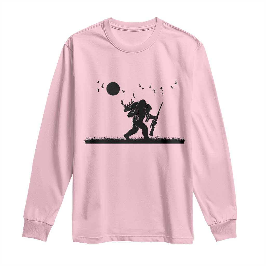 Bigfoot Hunting With Rifle Long Sleeve Shirt Funny Outdoor Hunter Gift - Wonder Print Shop