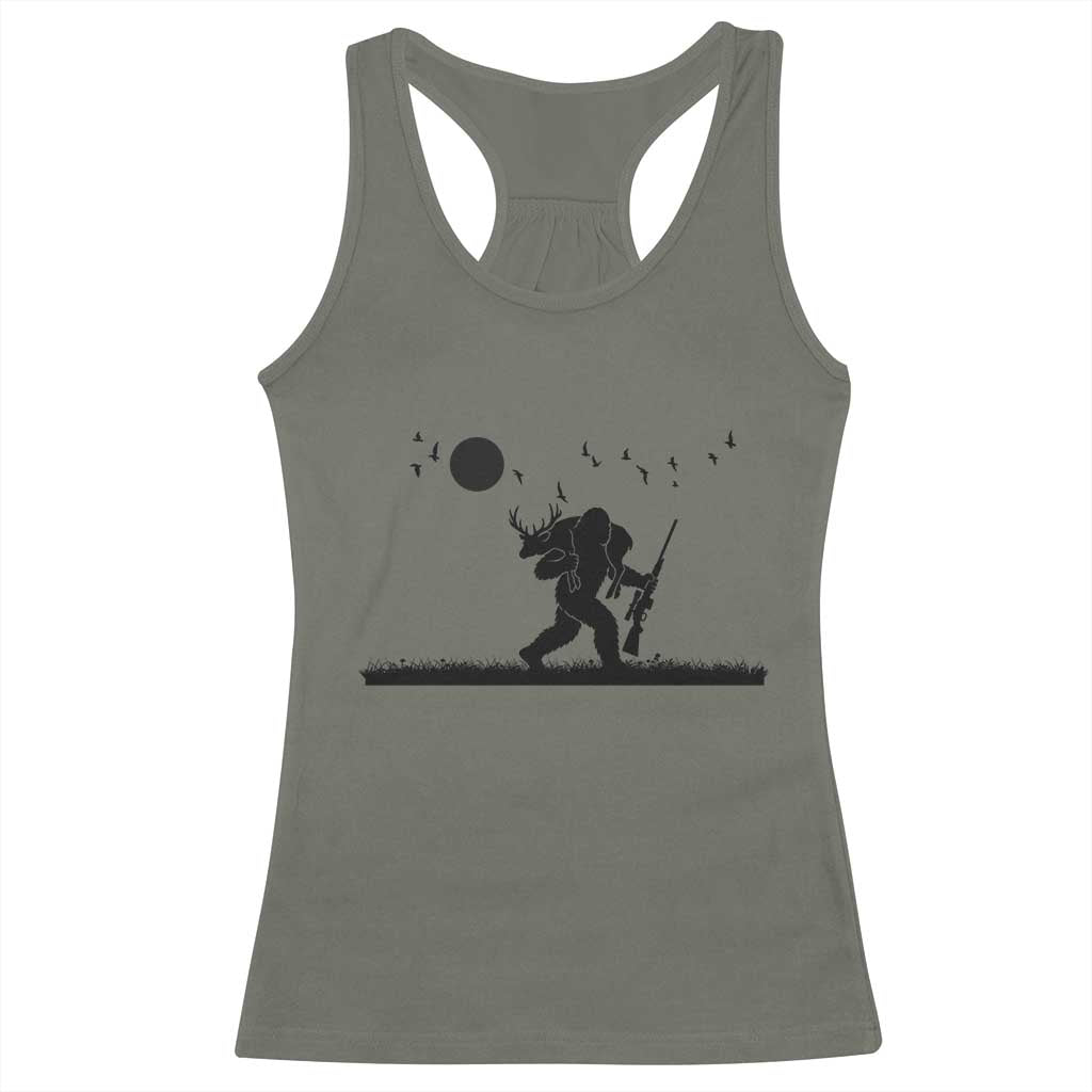 Bigfoot Hunting With Rifle Racerback Tank Top Funny Outdoor Hunter Gift - Wonder Print Shop