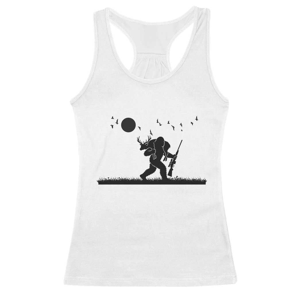 Bigfoot Hunting With Rifle Racerback Tank Top Funny Outdoor Hunter Gift - Wonder Print Shop
