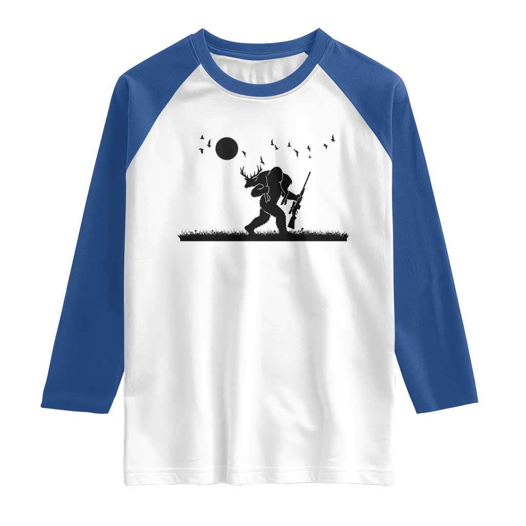 Bigfoot Hunting With Rifle Raglan Shirt Funny Outdoor Hunter Gift - Wonder Print Shop