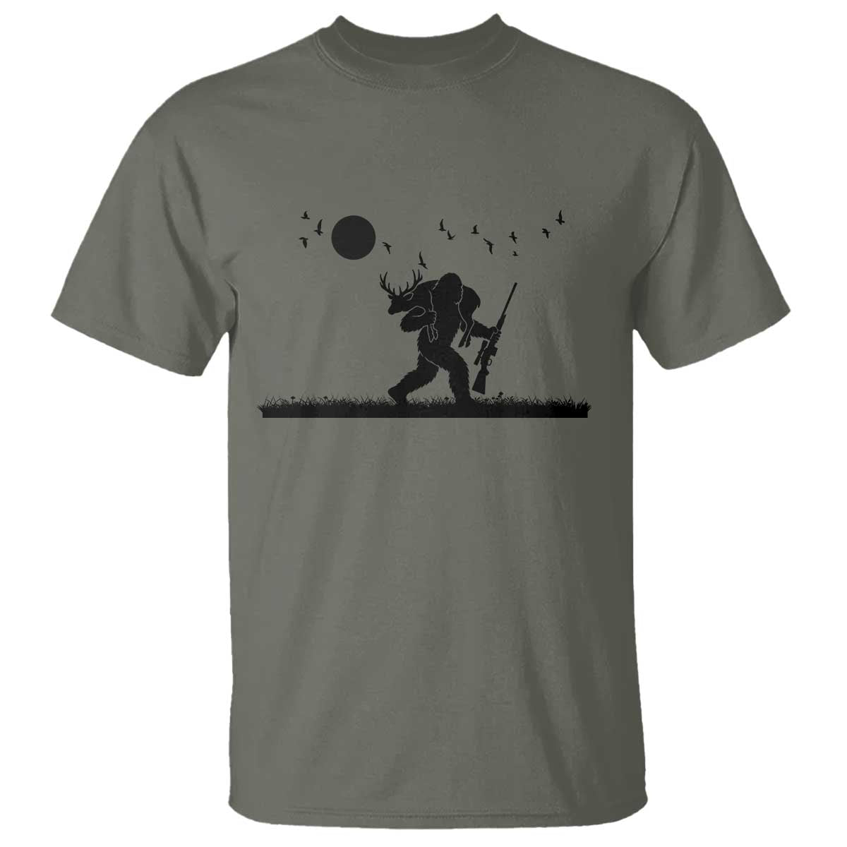 Bigfoot Hunting With Rifle T Shirt Funny Outdoor Hunter Gift - Wonder Print Shop