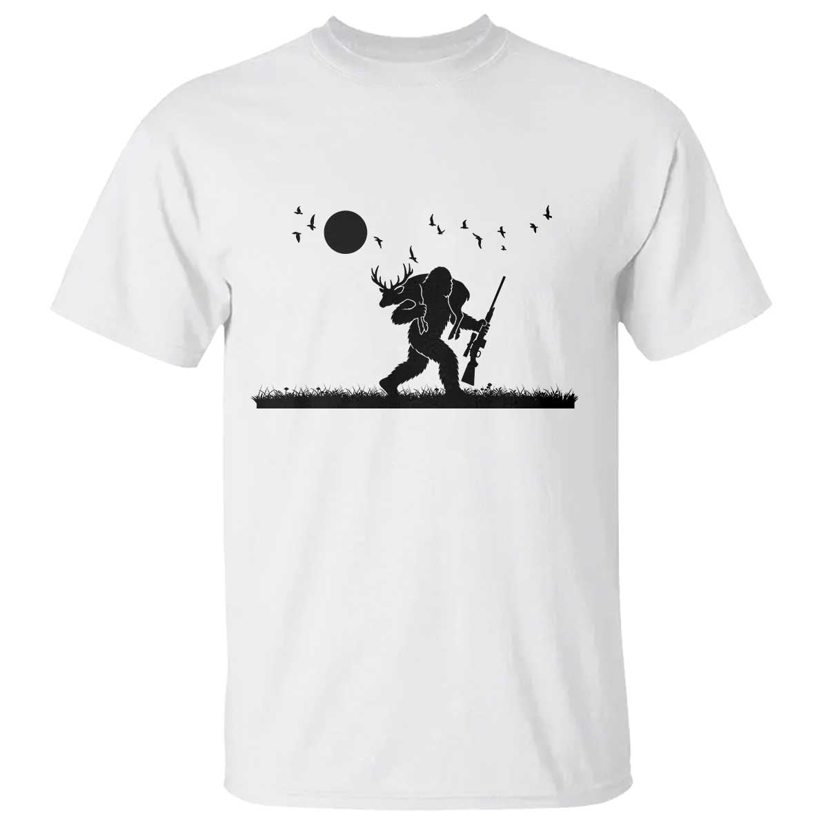 Bigfoot Hunting With Rifle T Shirt Funny Outdoor Hunter Gift - Wonder Print Shop