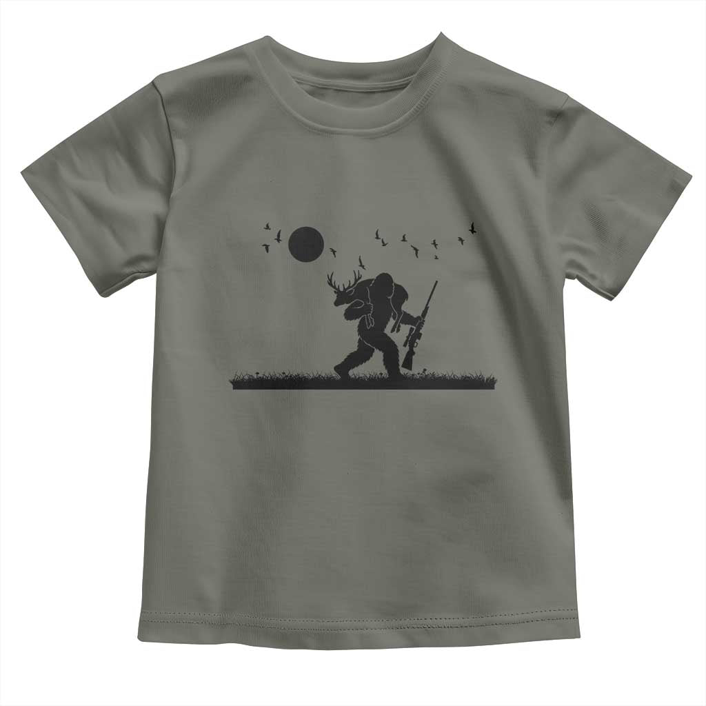 Bigfoot Hunting With Rifle Toddler T Shirt Funny Outdoor Hunter Gift - Wonder Print Shop