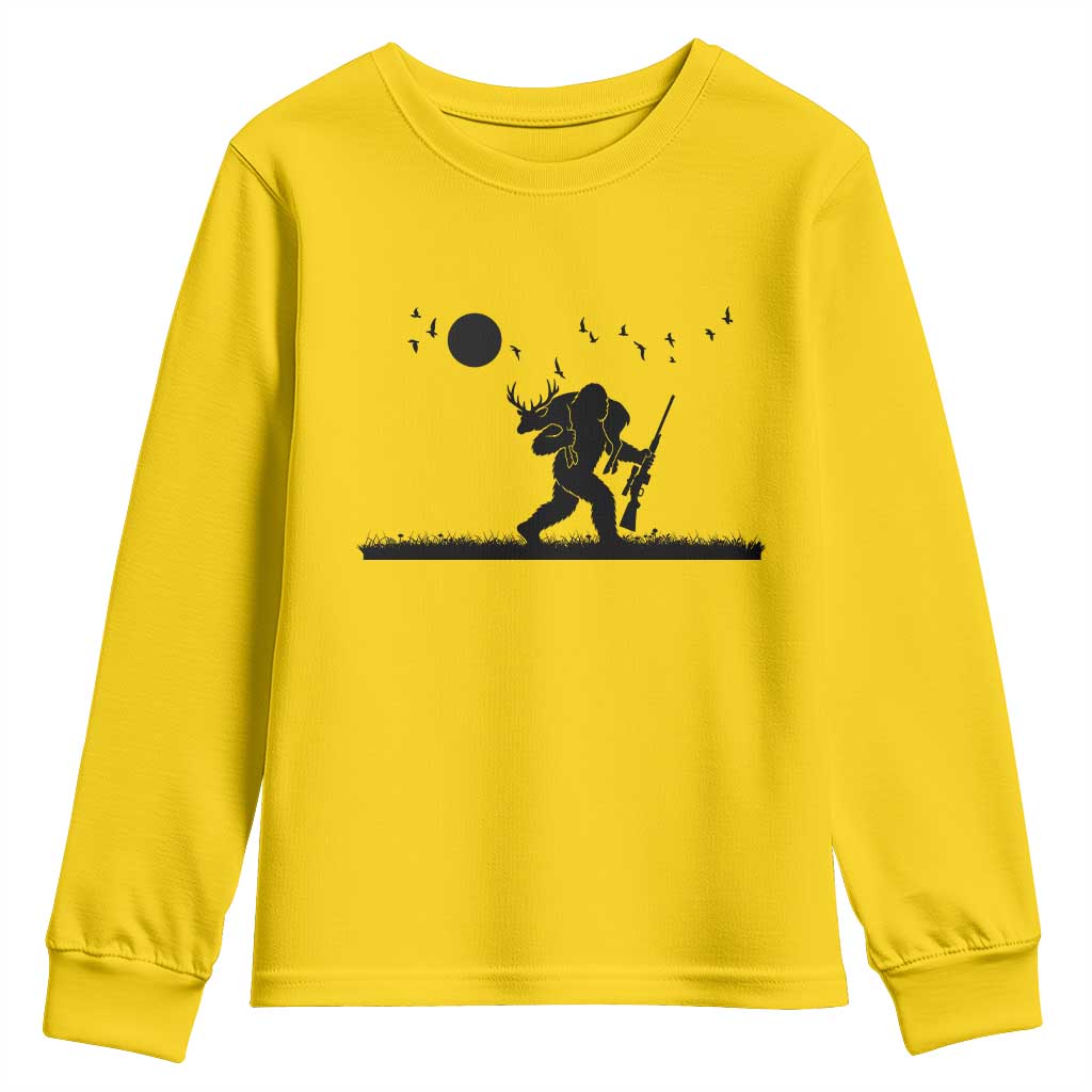 Bigfoot Hunting With Rifle Youth Sweatshirt Funny Outdoor Hunter Gift - Wonder Print Shop