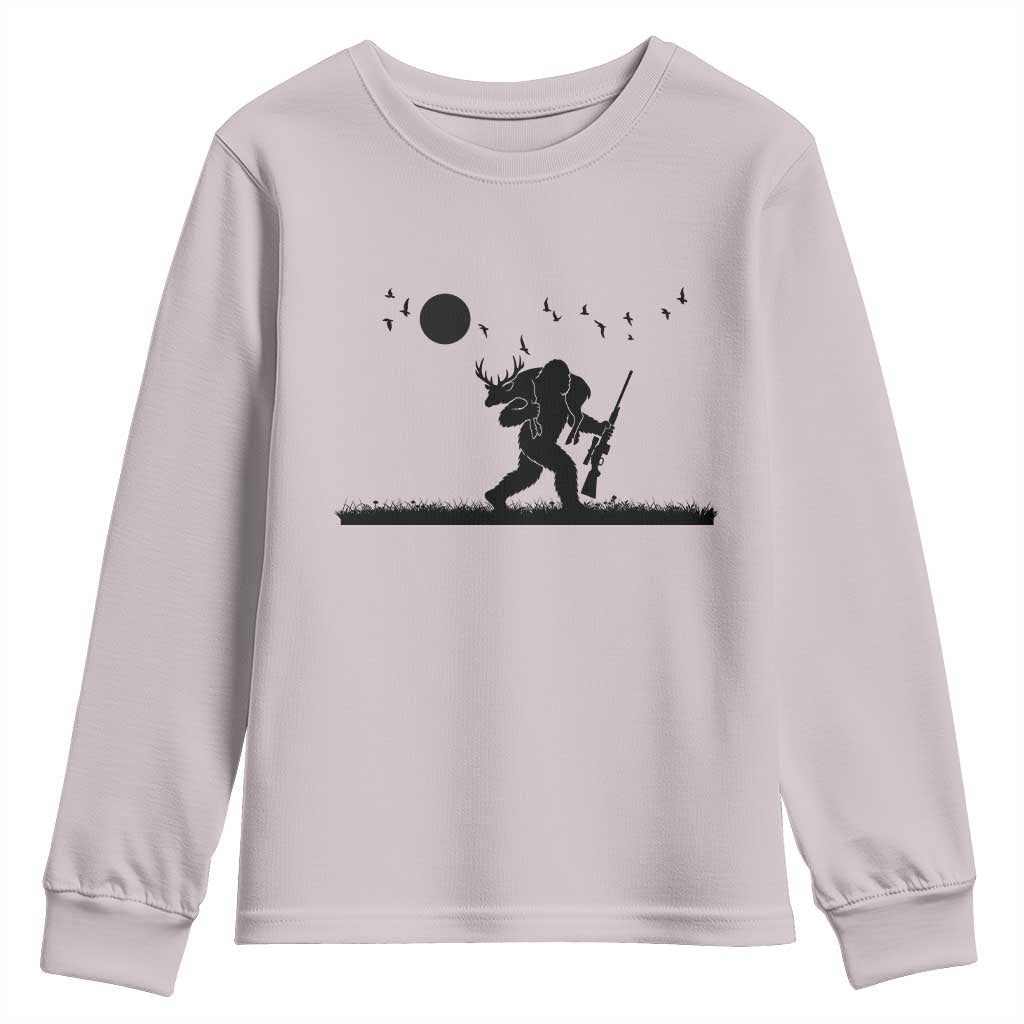 Bigfoot Hunting With Rifle Youth Sweatshirt Funny Outdoor Hunter Gift - Wonder Print Shop