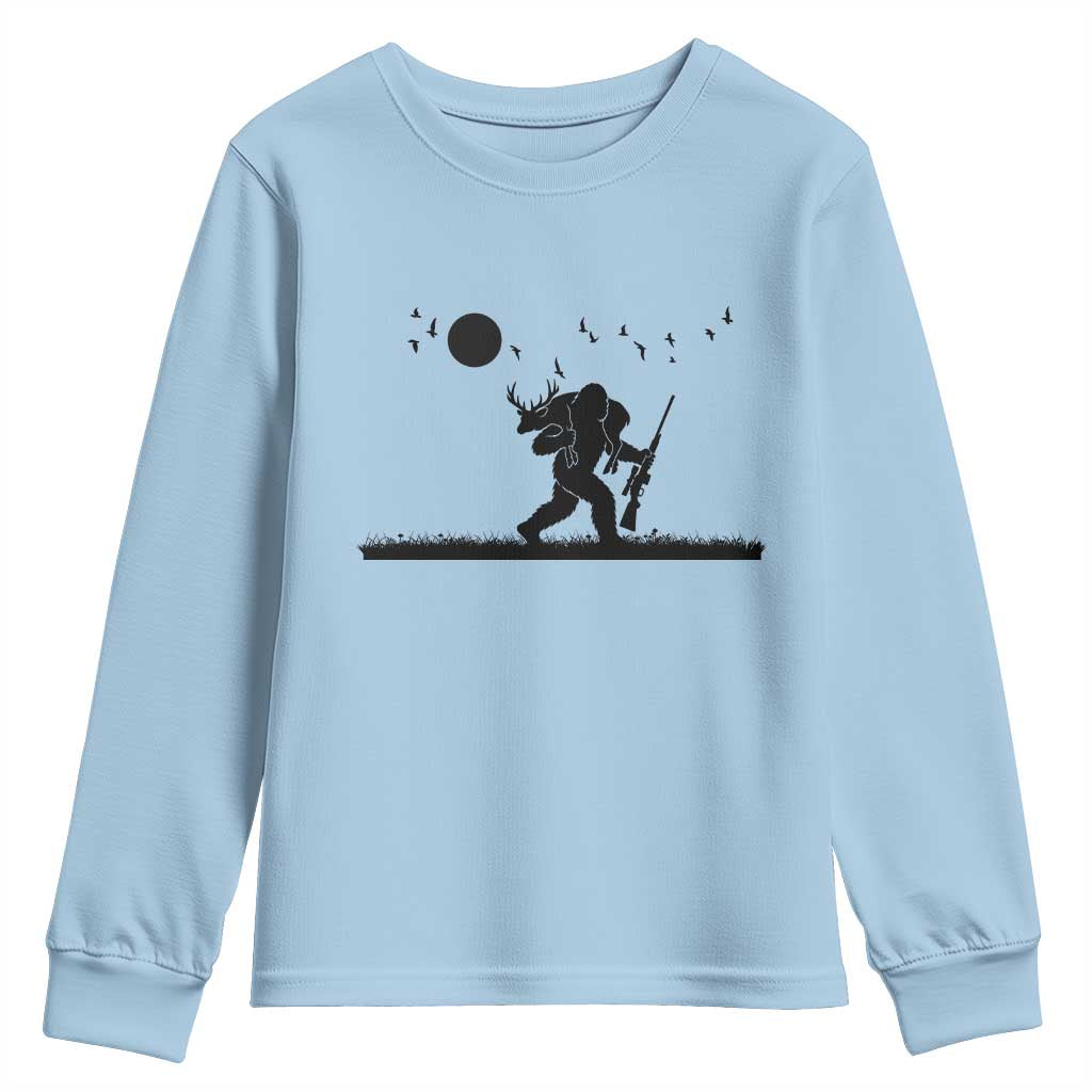 Bigfoot Hunting With Rifle Youth Sweatshirt Funny Outdoor Hunter Gift - Wonder Print Shop