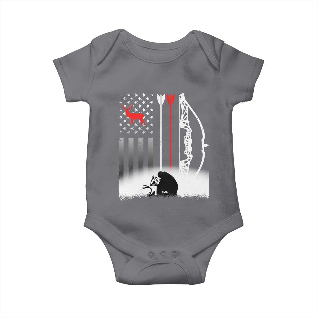 Bow Deer Hunting Baby Onesie American Flag Hunter Gift - Wonder Print Shop
