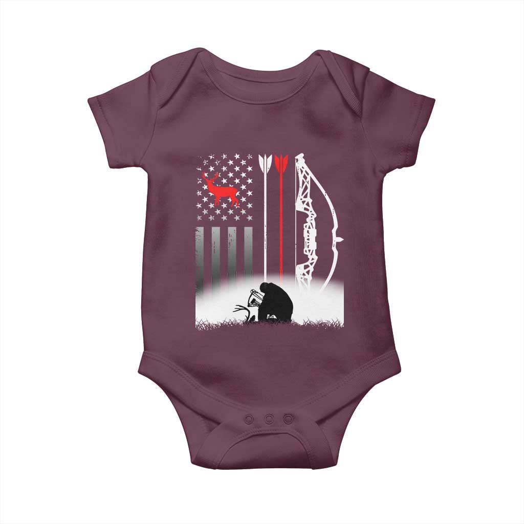 Bow Deer Hunting Baby Onesie American Flag Hunter Gift - Wonder Print Shop