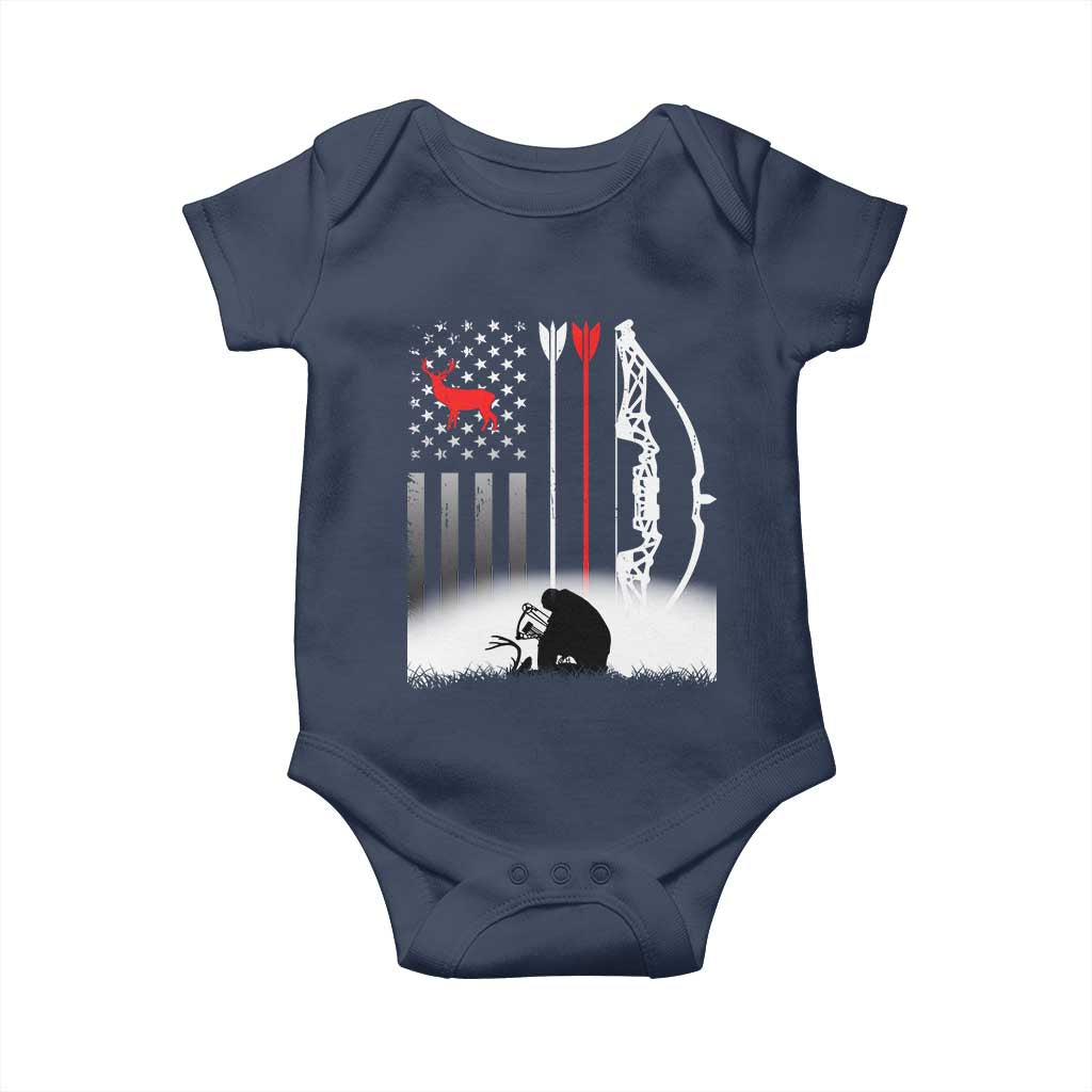Bow Deer Hunting Baby Onesie American Flag Hunter Gift - Wonder Print Shop