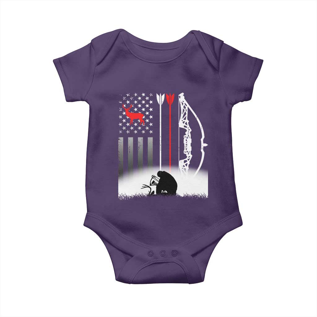 Bow Deer Hunting Baby Onesie American Flag Hunter Gift - Wonder Print Shop