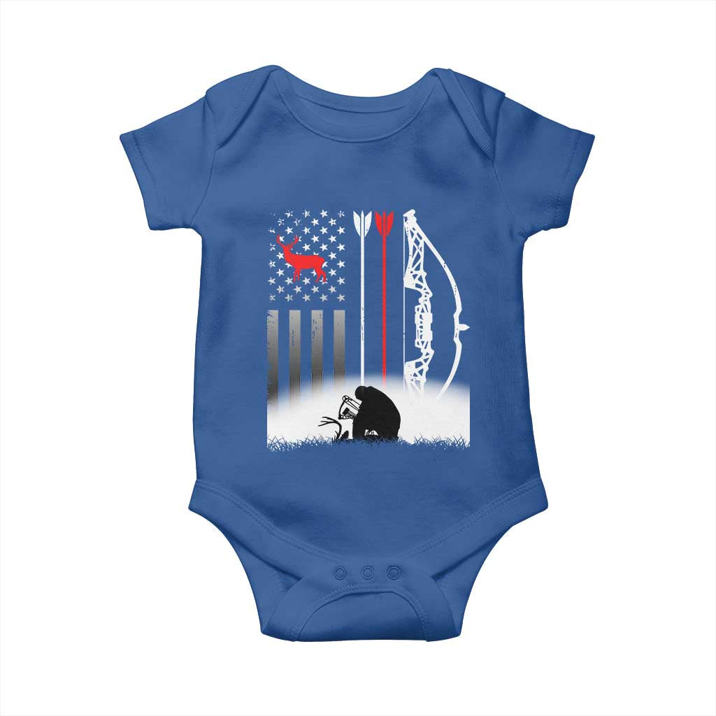 Bow Deer Hunting Baby Onesie American Flag Hunter Gift - Wonder Print Shop