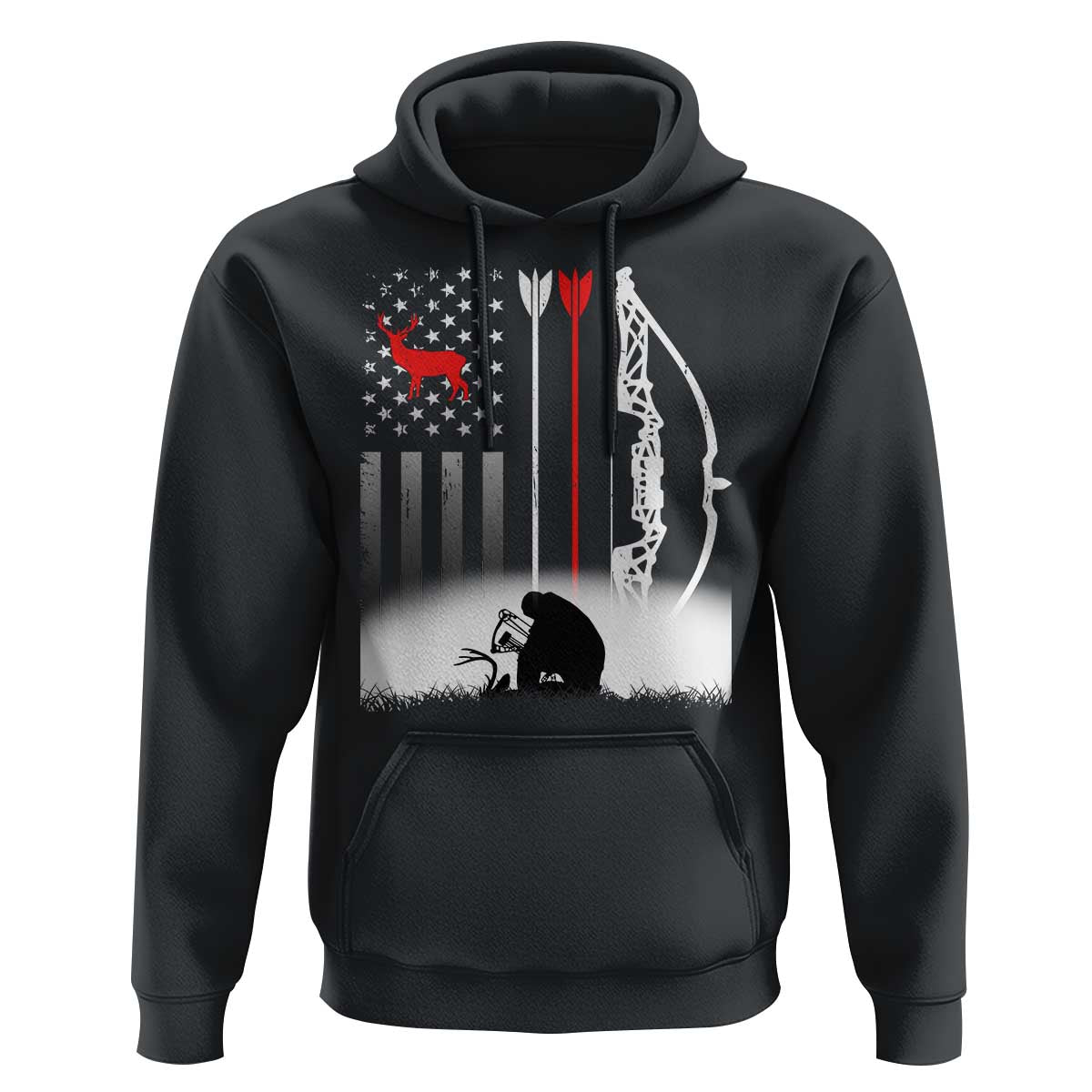 Bow Deer Hunting Hoodie American Flag Hunter Gift - Wonder Print Shop