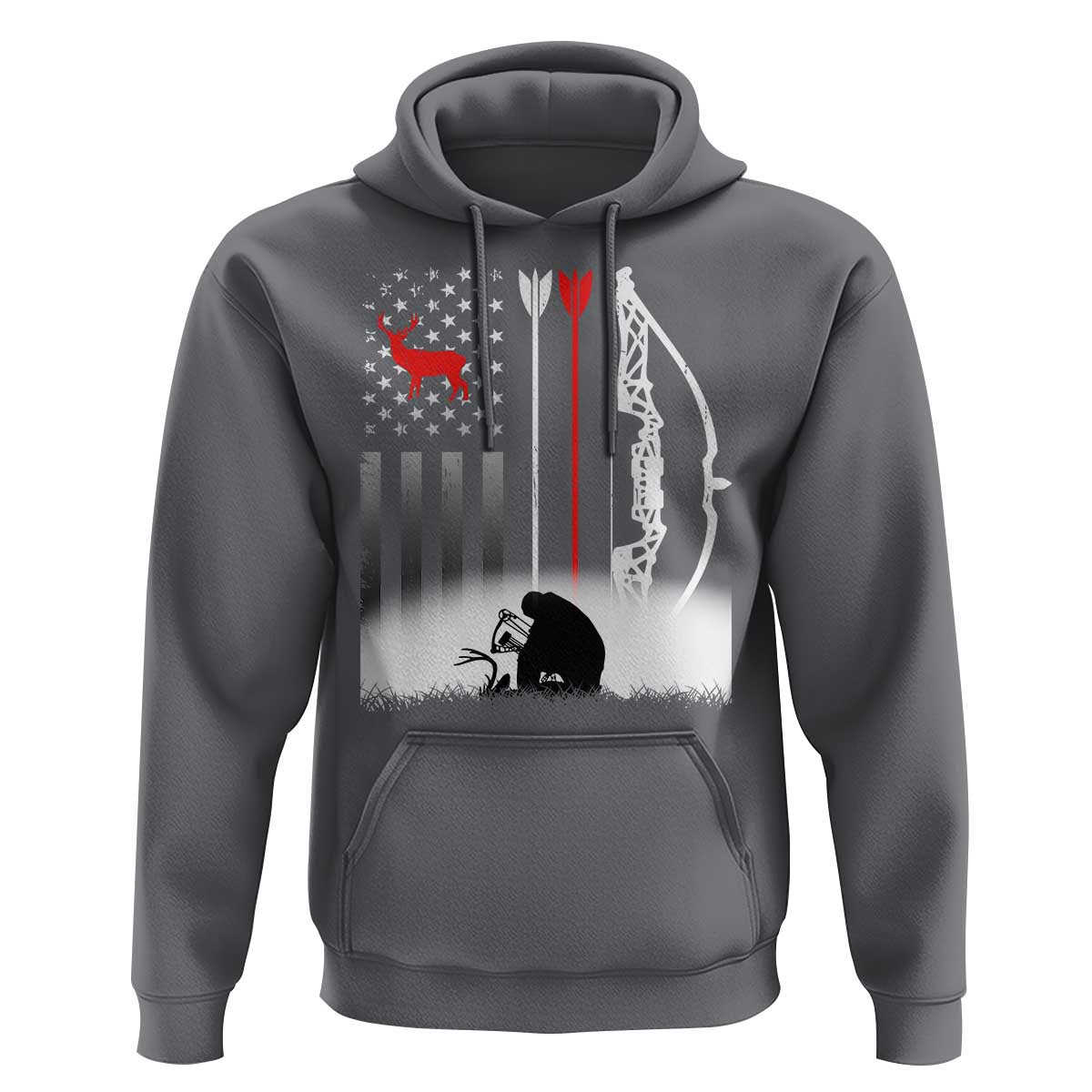 Bow Deer Hunting Hoodie American Flag Hunter Gift - Wonder Print Shop