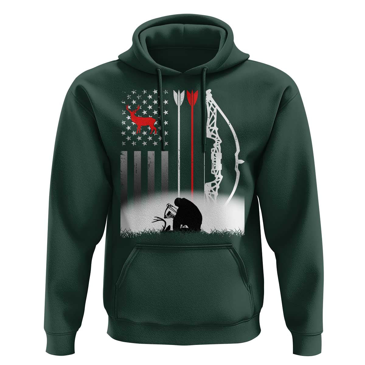 Bow Deer Hunting Hoodie American Flag Hunter Gift - Wonder Print Shop