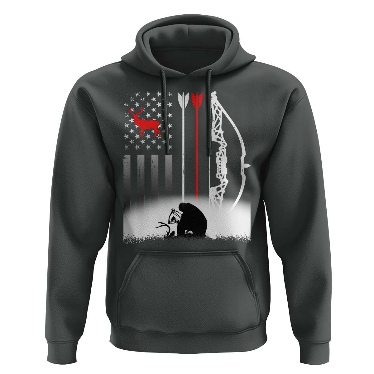 Bow Deer Hunting Hoodie American Flag Hunter Gift - Wonder Print Shop