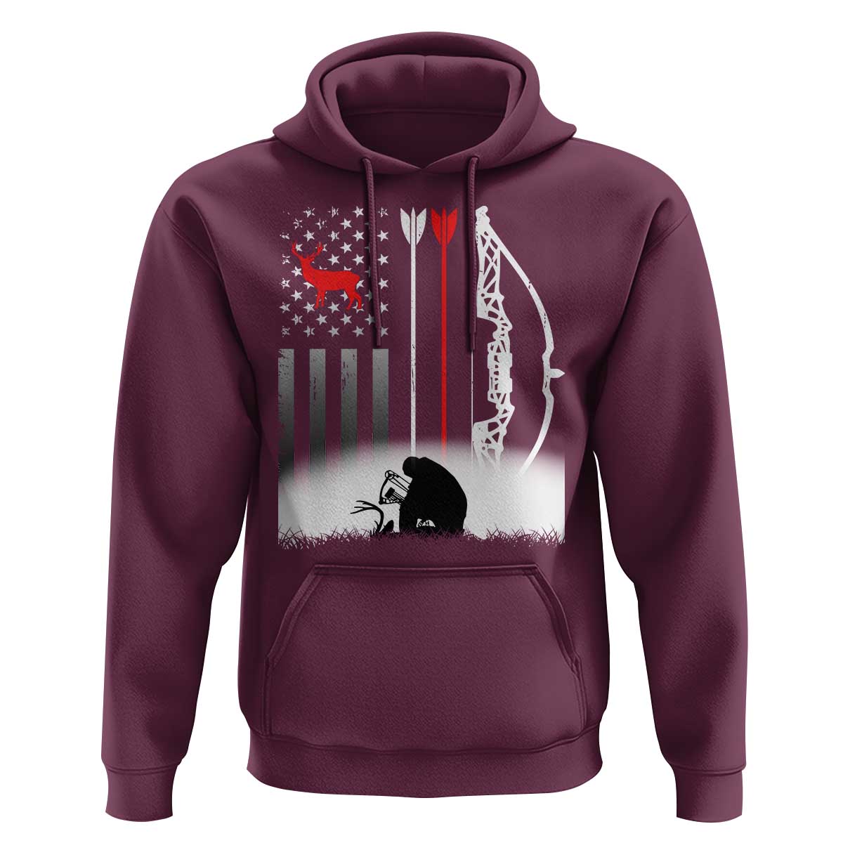 Bow Deer Hunting Hoodie American Flag Hunter Gift - Wonder Print Shop