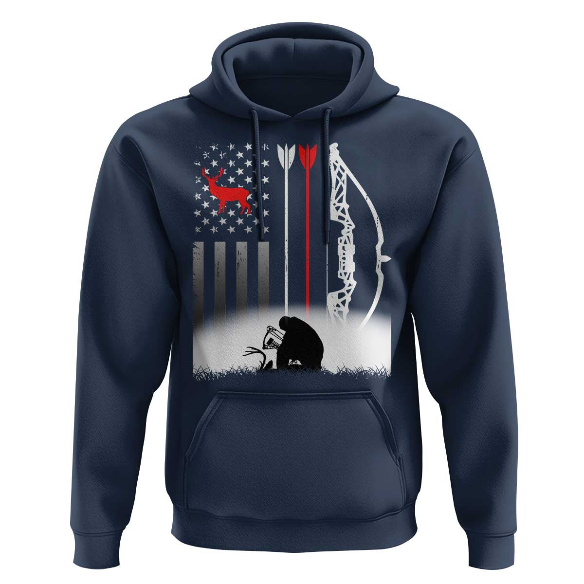 Bow Deer Hunting Hoodie American Flag Hunter Gift - Wonder Print Shop