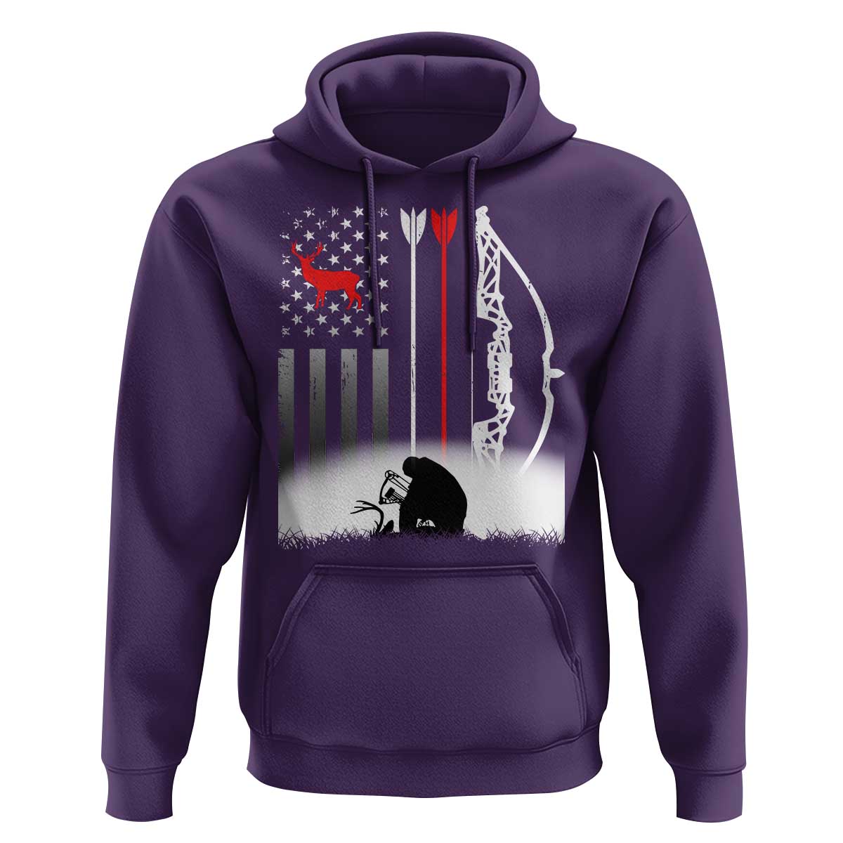 Bow Deer Hunting Hoodie American Flag Hunter Gift - Wonder Print Shop