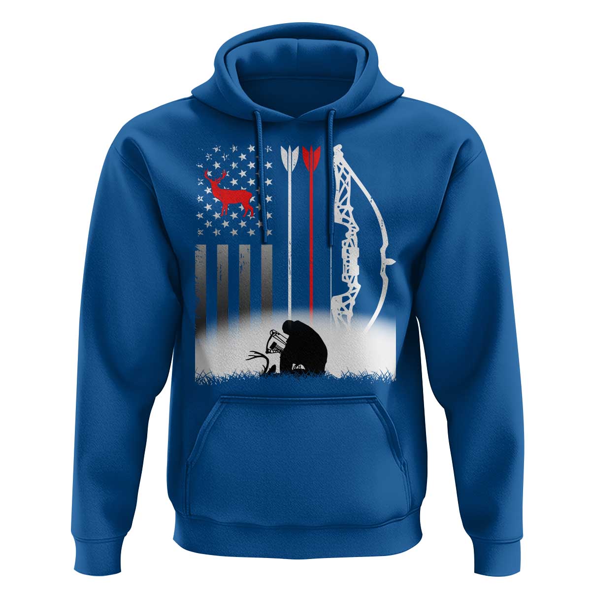 Bow Deer Hunting Hoodie American Flag Hunter Gift - Wonder Print Shop