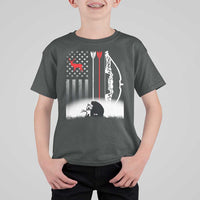 Bow Deer Hunting T Shirt For Kid American Flag Hunter Gift - Wonder Print Shop