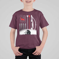 Bow Deer Hunting T Shirt For Kid American Flag Hunter Gift - Wonder Print Shop