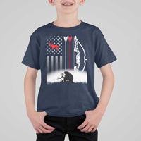Bow Deer Hunting T Shirt For Kid American Flag Hunter Gift - Wonder Print Shop