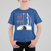 Bow Deer Hunting T Shirt For Kid American Flag Hunter Gift - Wonder Print Shop