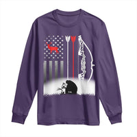 Bow Deer Hunting Long Sleeve Shirt American Flag Hunter Gift - Wonder Print Shop