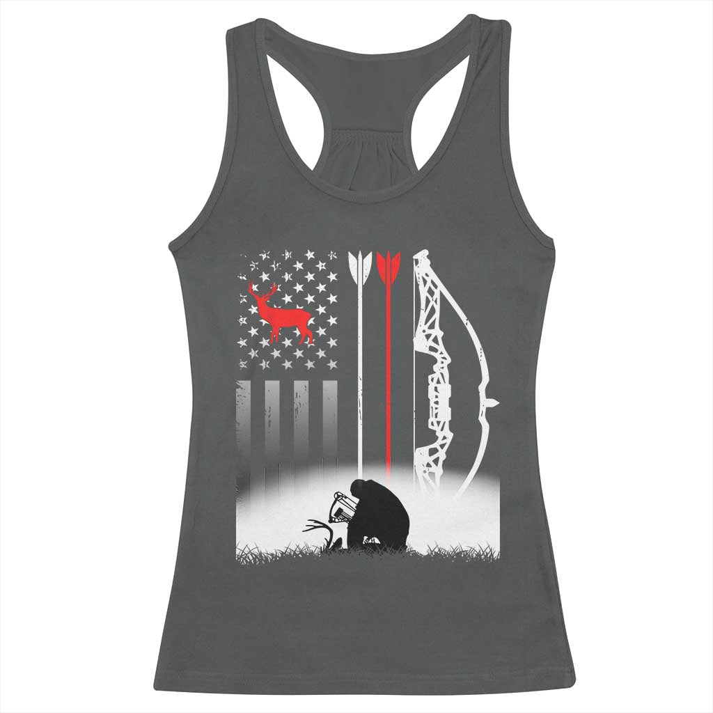 Bow Deer Hunting Racerback Tank Top American Flag Hunter Gift - Wonder Print Shop