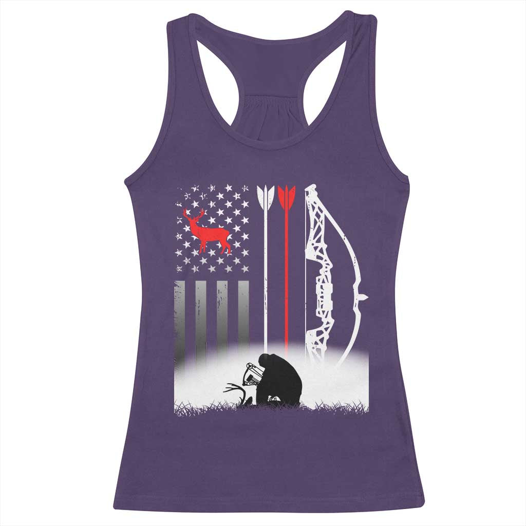 Bow Deer Hunting Racerback Tank Top American Flag Hunter Gift - Wonder Print Shop