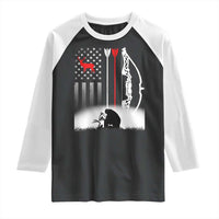Bow Deer Hunting Raglan Shirt American Flag Hunter Gift - Wonder Print Shop