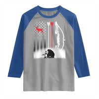 Bow Deer Hunting Raglan Shirt American Flag Hunter Gift - Wonder Print Shop