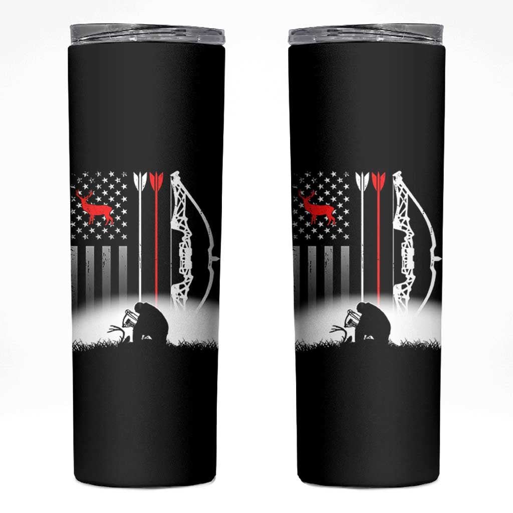 Bow Deer Hunting Skinny Tumbler American Flag Hunter Gift