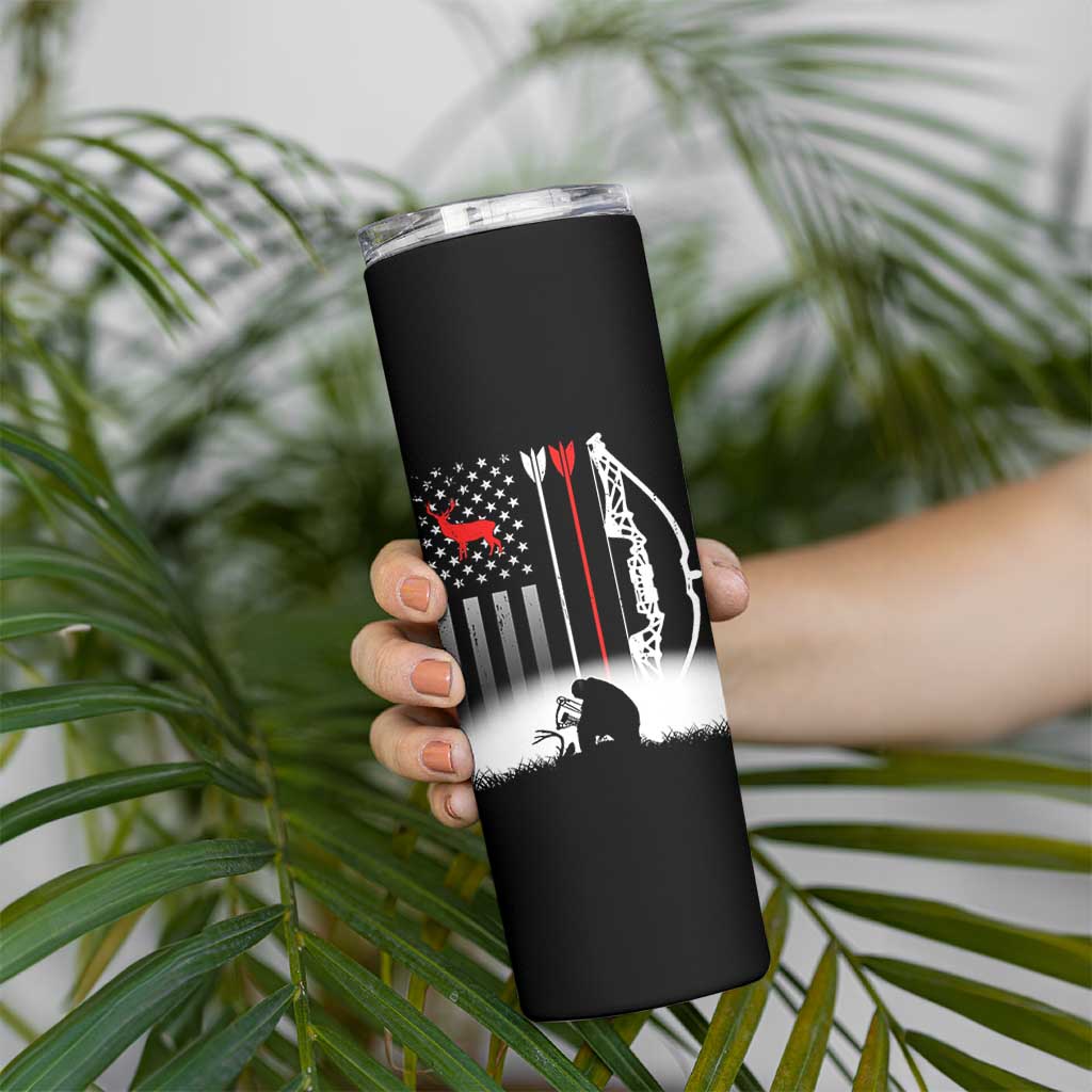 Bow Deer Hunting Skinny Tumbler American Flag Hunter Gift