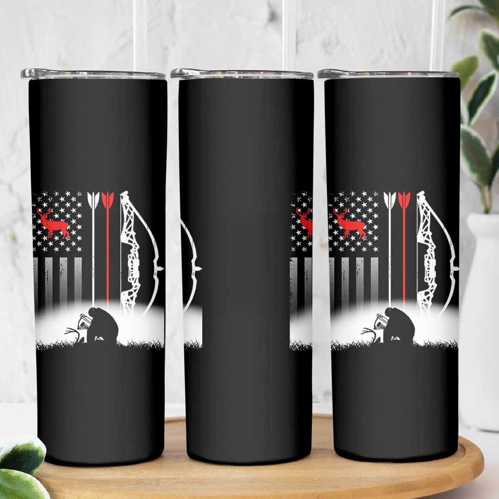Bow Deer Hunting Skinny Tumbler American Flag Hunter Gift