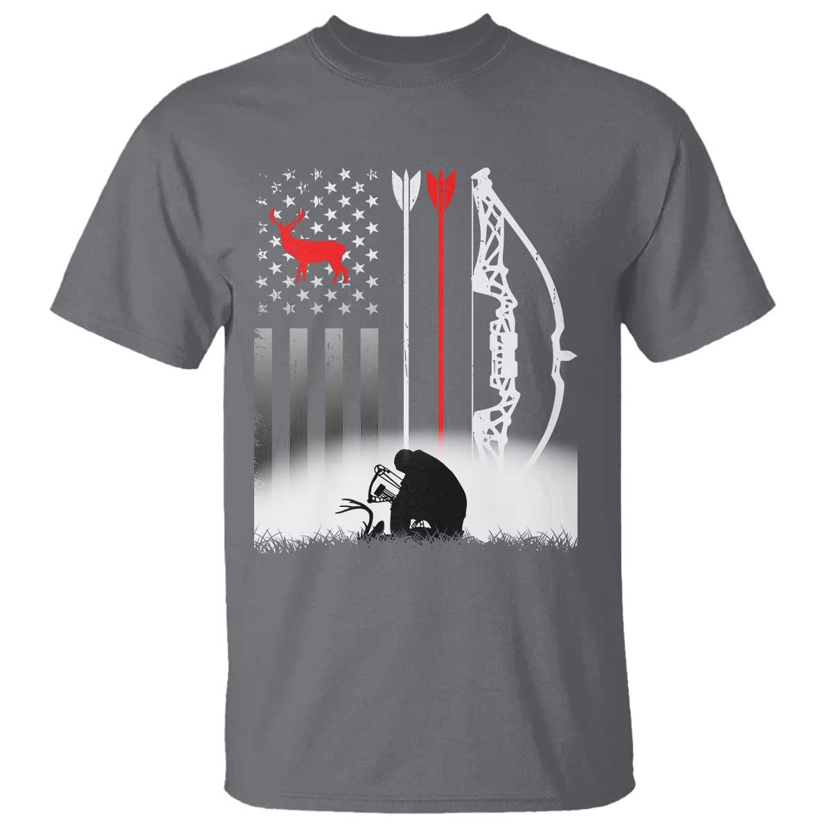 Bow Deer Hunting T Shirt American Flag Hunter Gift - Wonder Print Shop