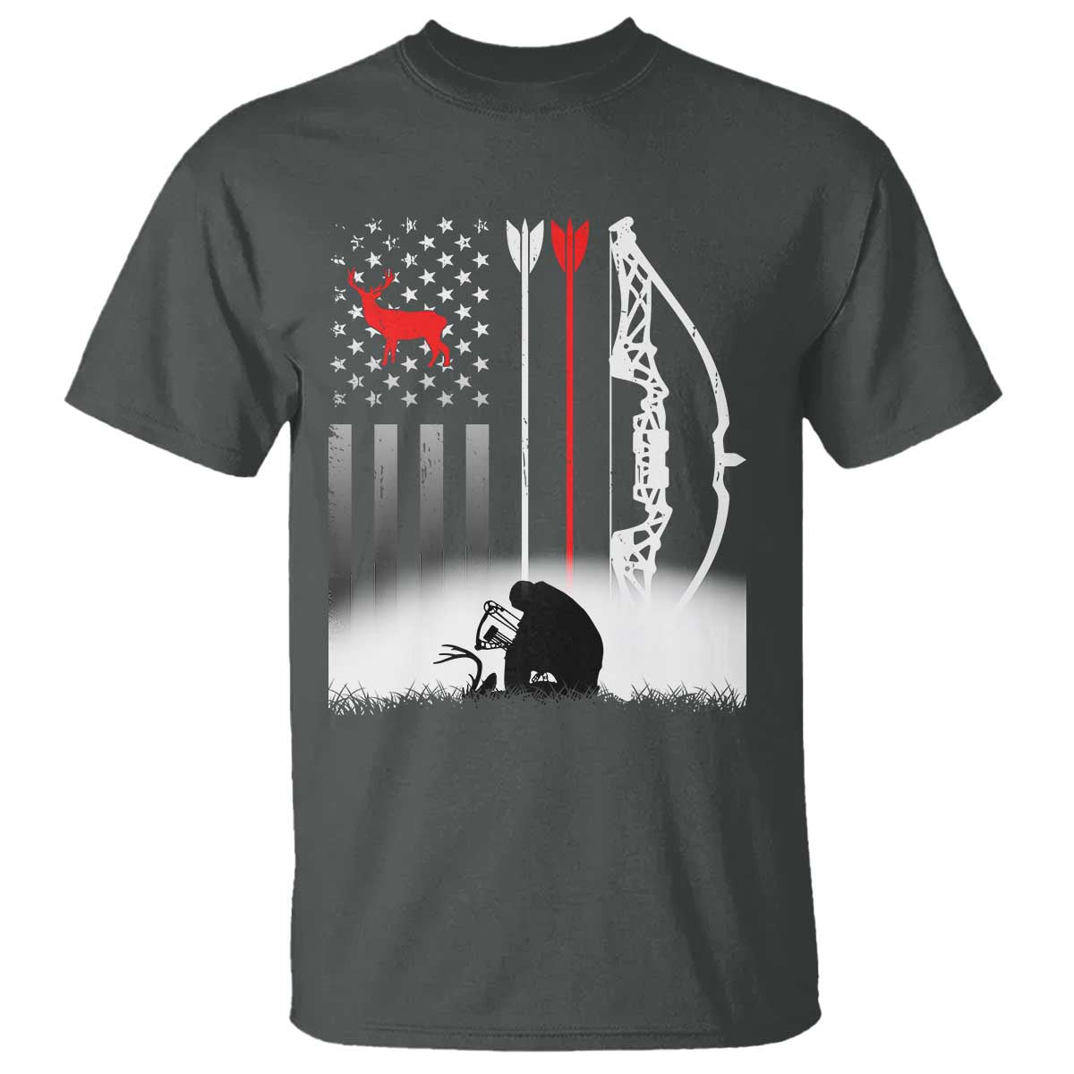 Bow Deer Hunting T Shirt American Flag Hunter Gift - Wonder Print Shop
