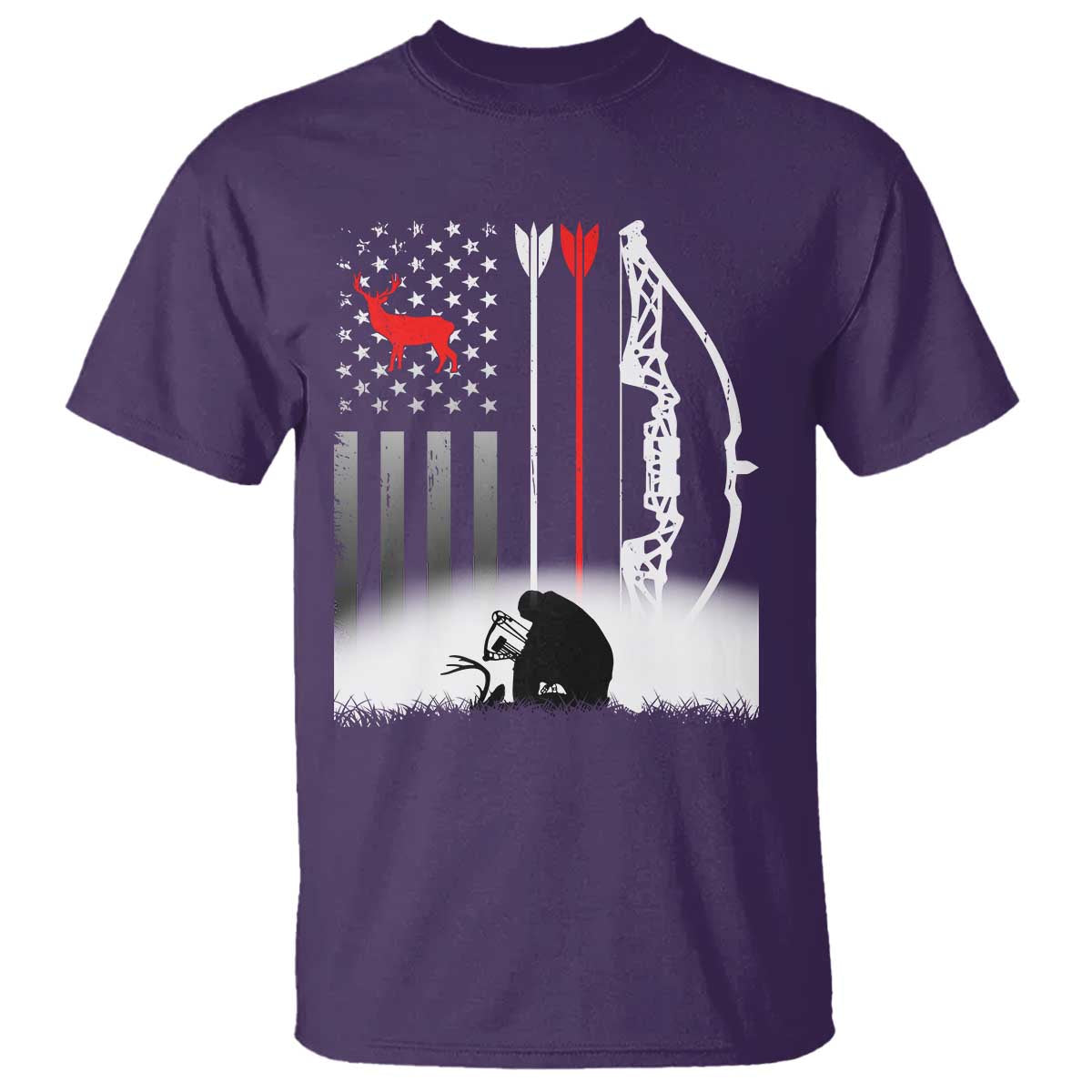 Bow Deer Hunting T Shirt American Flag Hunter Gift - Wonder Print Shop