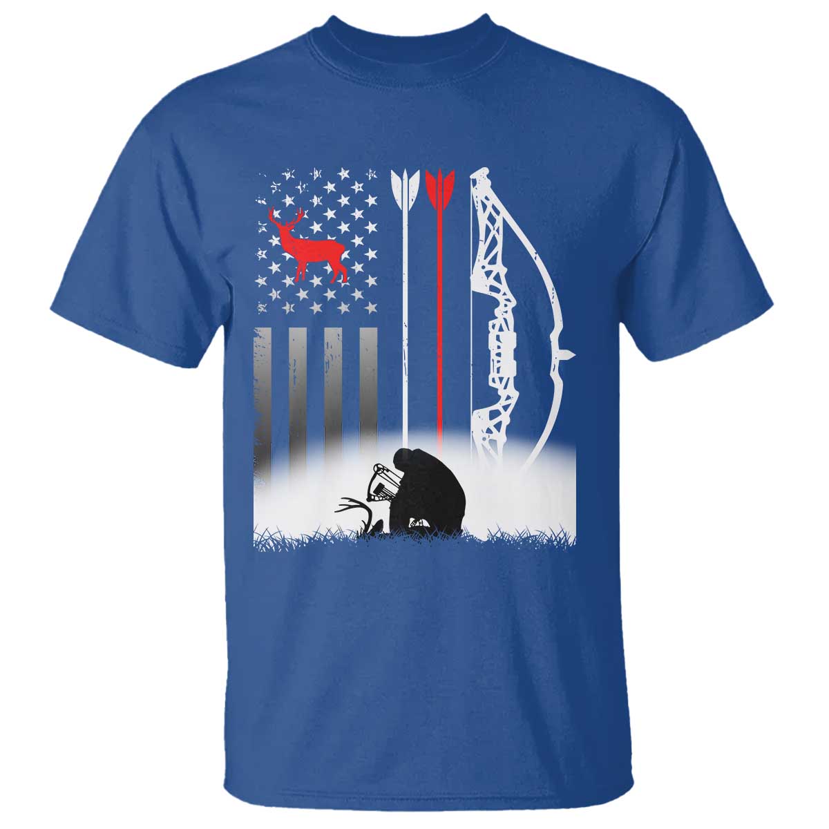 Bow Deer Hunting T Shirt American Flag Hunter Gift - Wonder Print Shop