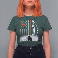 Bow Deer Hunting T Shirt For Women American Flag Hunter Gift - Wonder Print Shop