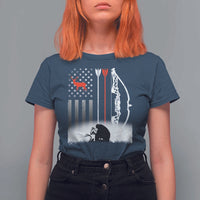 Bow Deer Hunting T Shirt For Women American Flag Hunter Gift - Wonder Print Shop