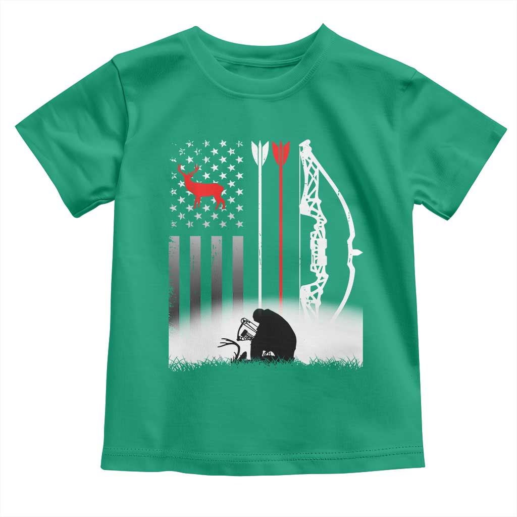 Bow Deer Hunting Toddler T Shirt American Flag Hunter Gift - Wonder Print Shop