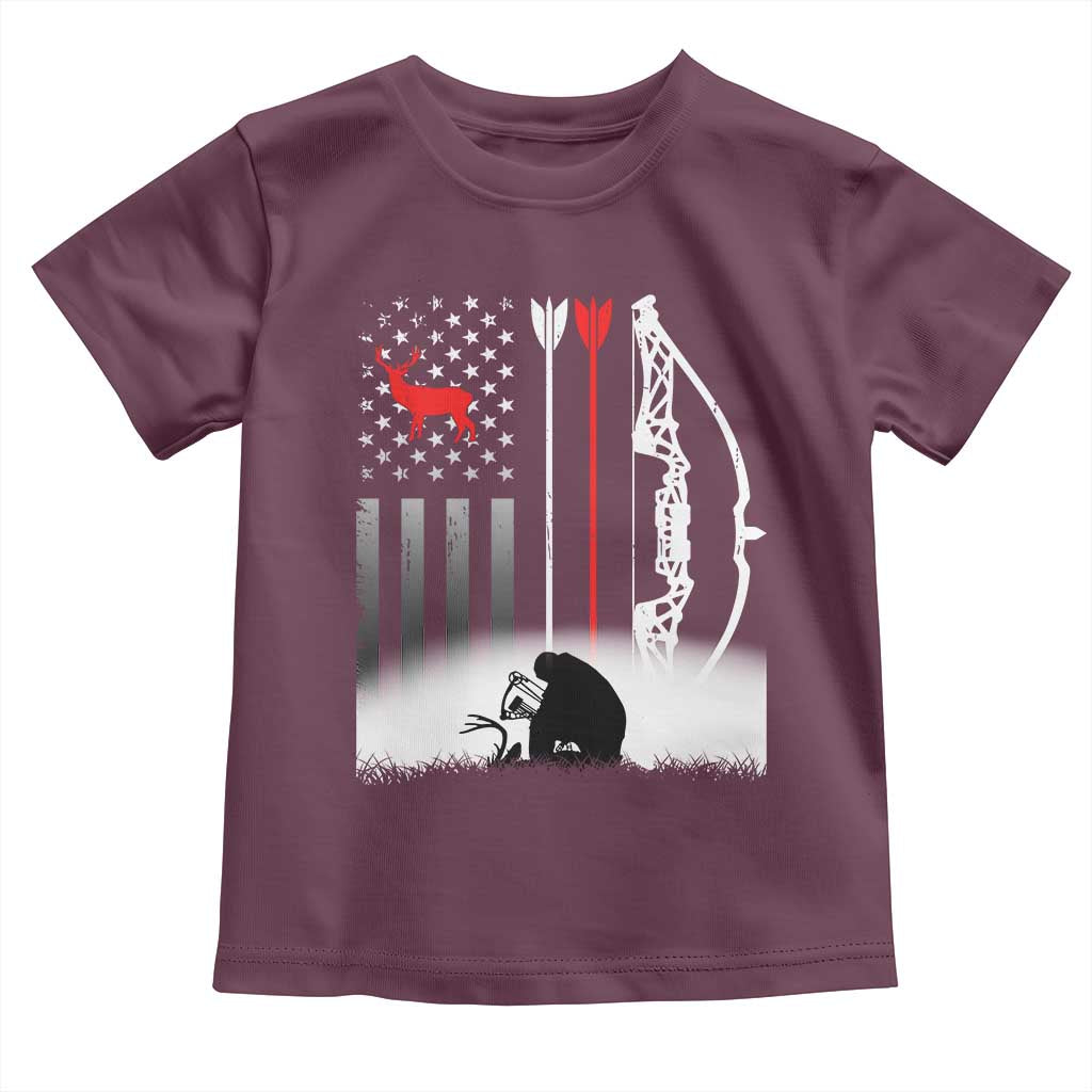 Bow Deer Hunting Toddler T Shirt American Flag Hunter Gift - Wonder Print Shop